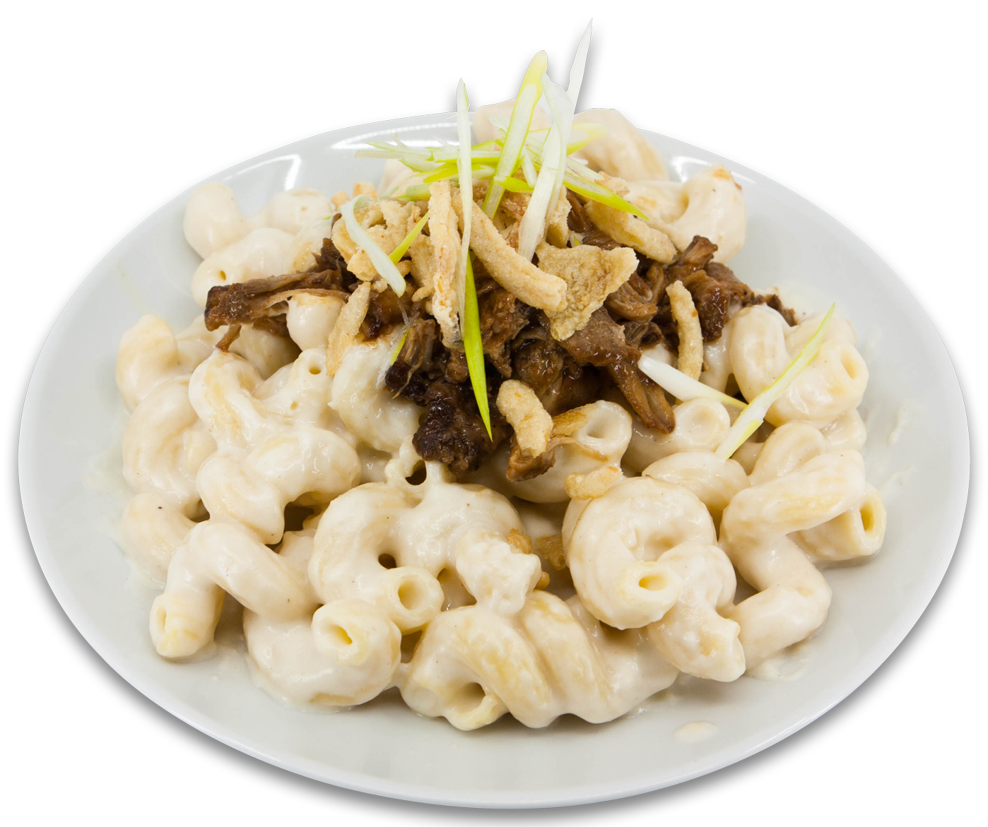 Macaroni au fromage de porc effiloché